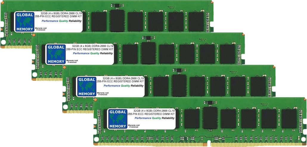 32GB (4 x 8GB) DDR4 2666MHz PC4-21300 288-PIN ECC REGISTERED DIMM (RDIMM) MEMORY RAM KIT FOR HEWLETT-PACKARD SERVERS/WORKSTATIONS (4 RANK KIT CHIPKILL) 32GB (4 x 8GB) DDR4 2666MHz PC4-21300 288-PIN ECC REGISTERED DIMM (RDIMM) MEMORY RAM KIT FOR HEWLETT-PACKARD SERVERS/WORKSTATIONS (4 RANK KIT CHIPKILL)